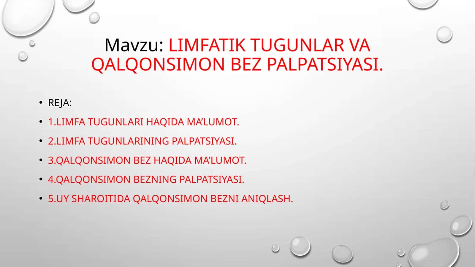limfa tiktugunlar va qalqonsimon bez palpatsiyasi