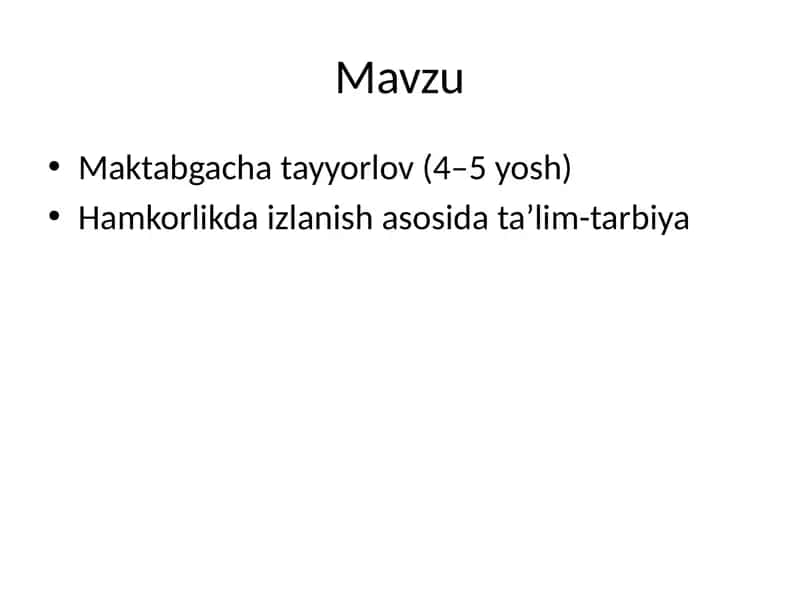 Maktabgacha tayyorlov (4–5 yosh)