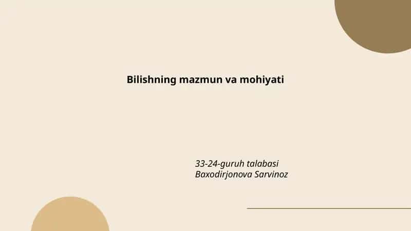 Bilishning mazmun va mohiyati