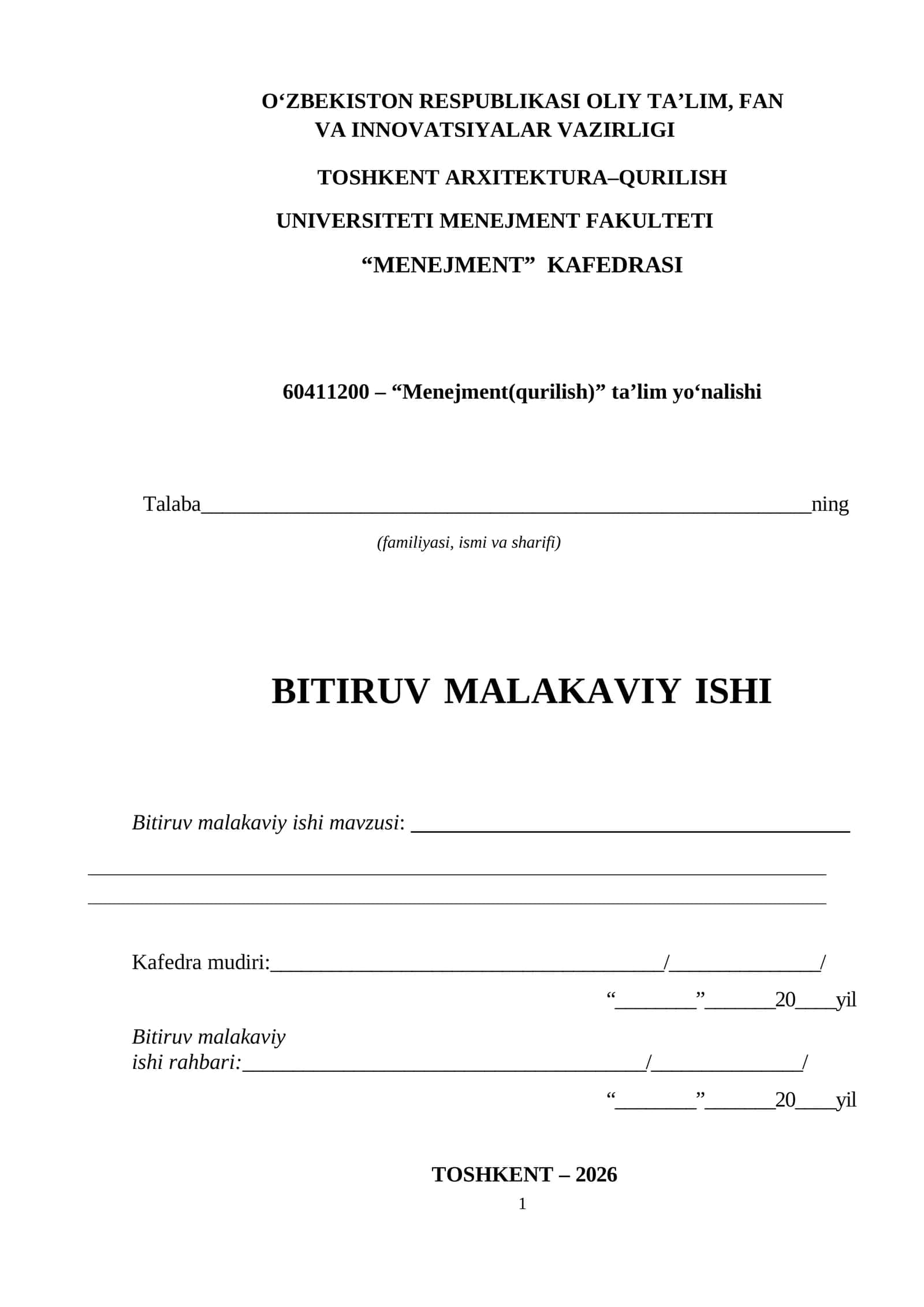 Qurilish korxonalarini rivojlantirishning innovatsion strategiyasini shakllantirish ("Kompakt Unversal Servıs OOO ‘’ MCHJ korxonasi misolida)