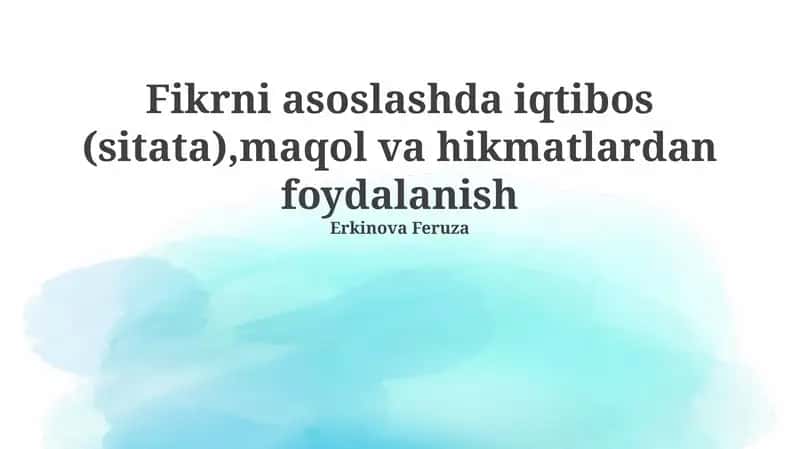 Iqtiboslar, maqollar va hikmatli so'zlar