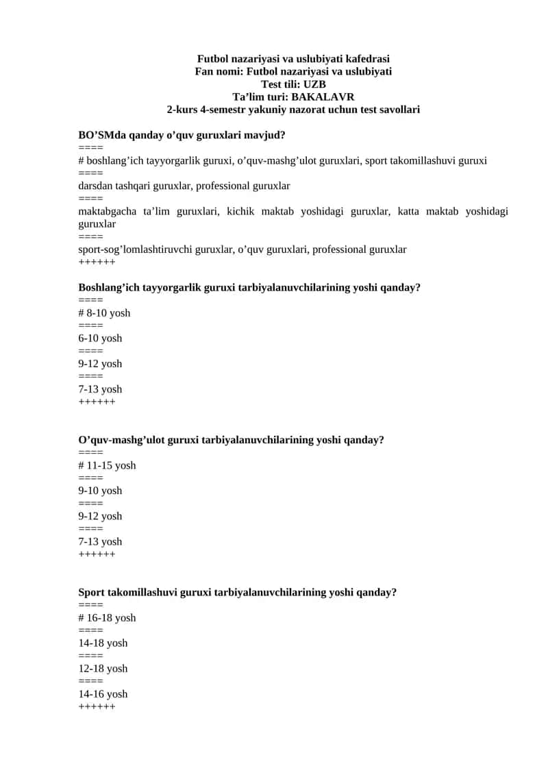 Futbol nazariyasi va uslubiyati kafedrasi