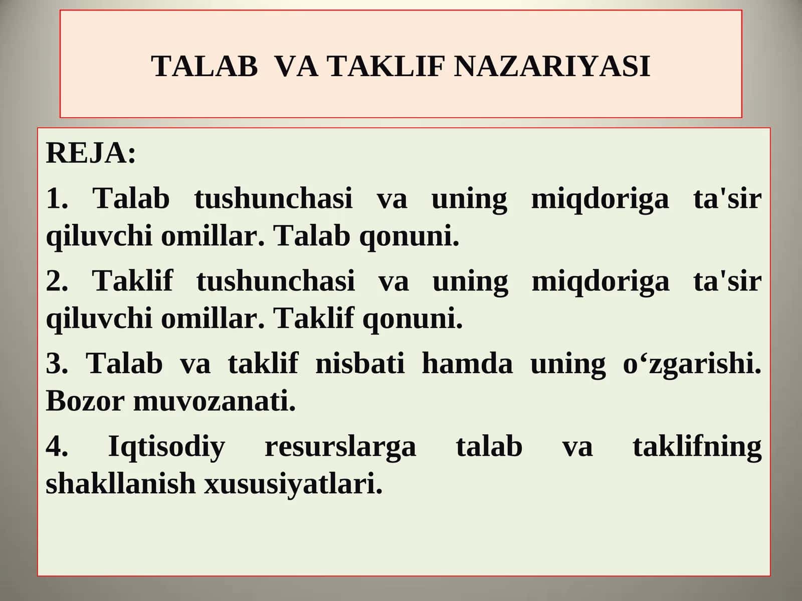 Talab va taklif nazariyasi