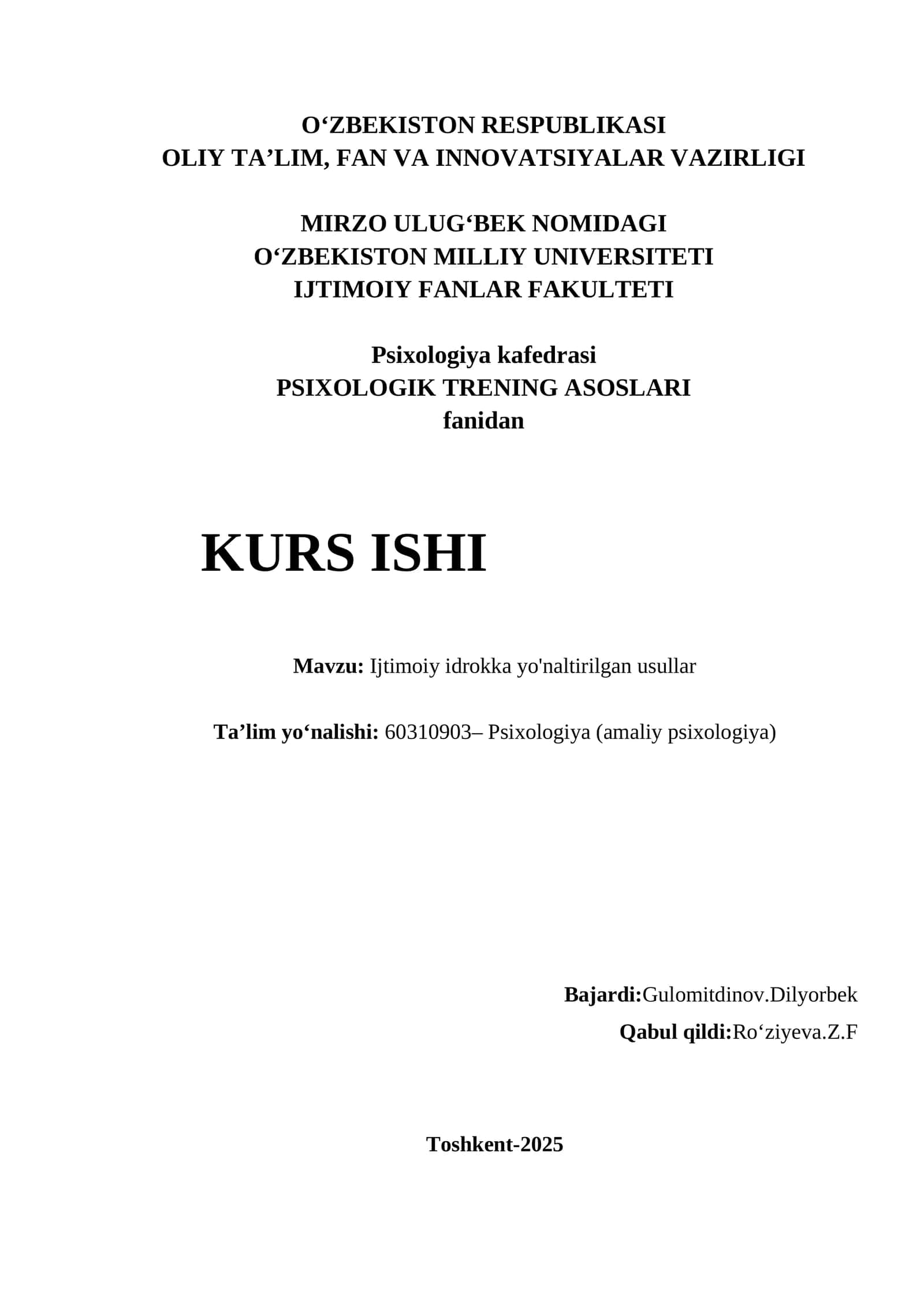 PSIXOLOGIK TRENING ASOSLARI