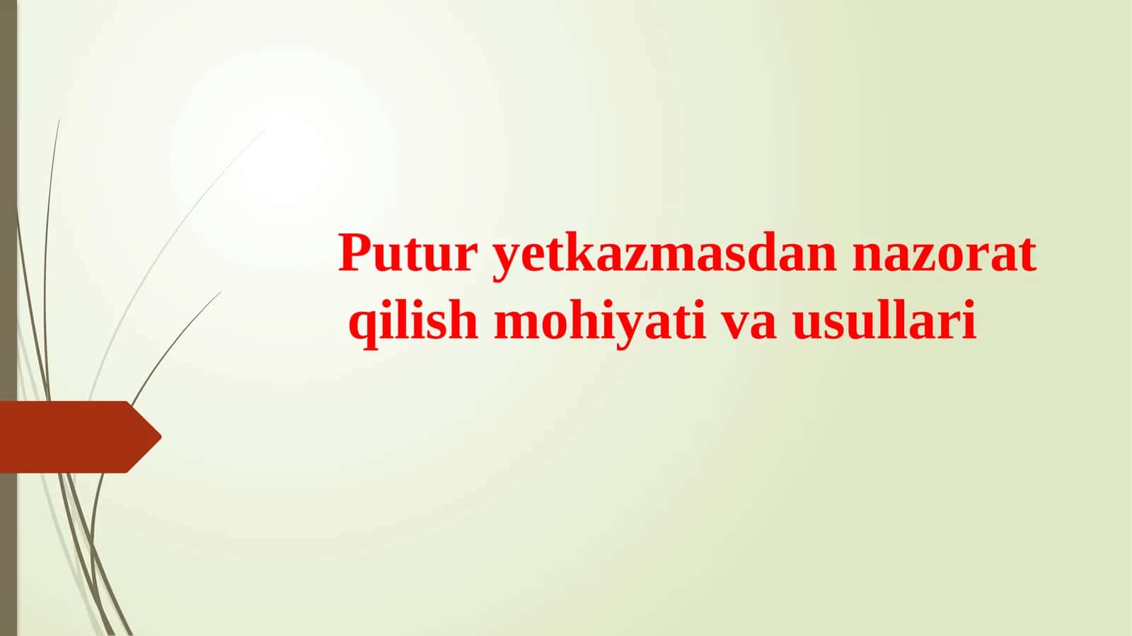 Putur yetkazmasdan nazorat qilish mohiyati va usullari