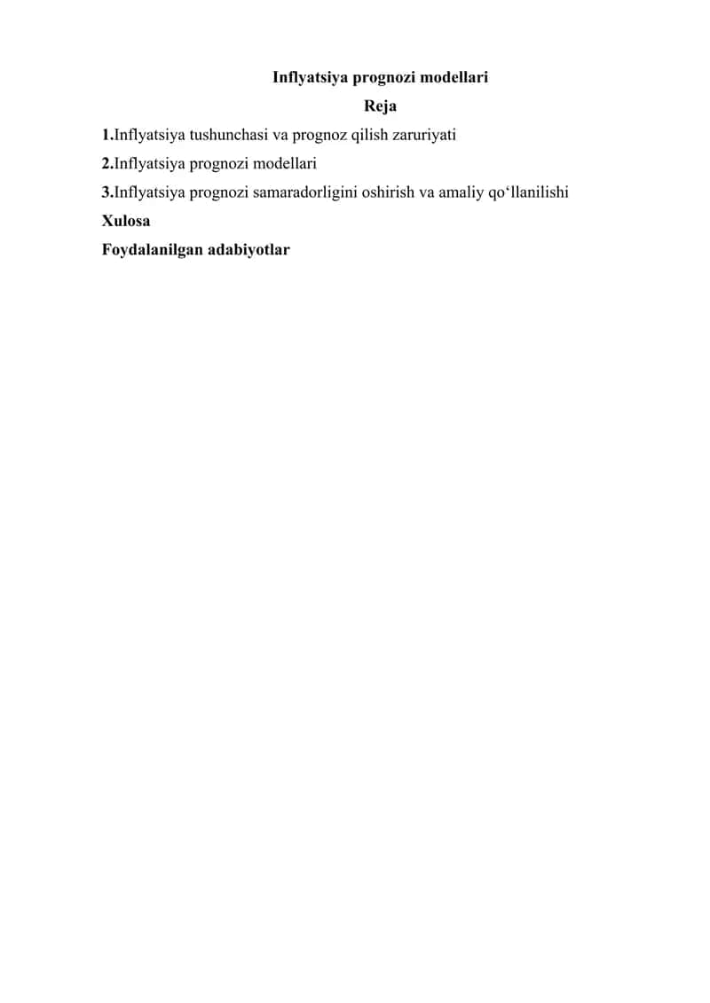 Inflyatsiya prognozi modellari