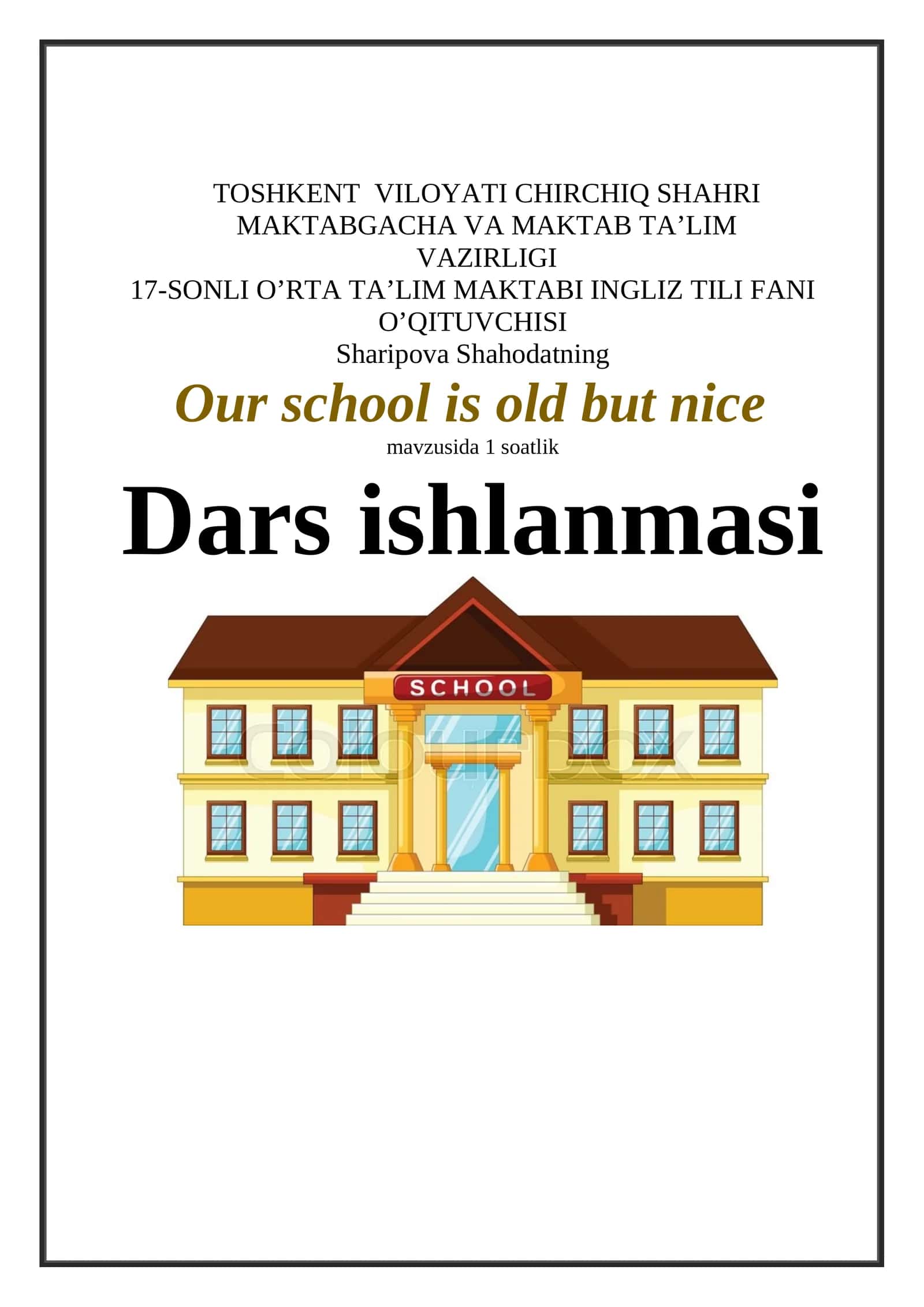 O'RTA TA'LIM MAKTABI INGLIZ TILI FANI