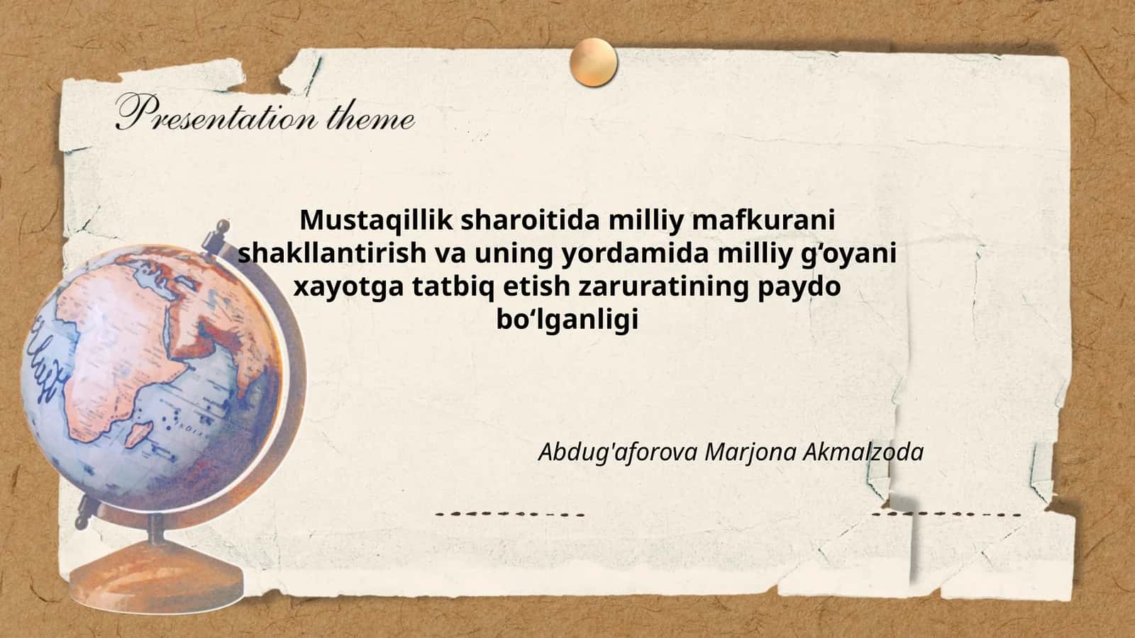 Mustaqillik sharoitida milliy mafkurani shakllantirish va uning yordamida milliy g‘oyani xayotga tatbiq etish zaruratining paydo bo‘lganligi