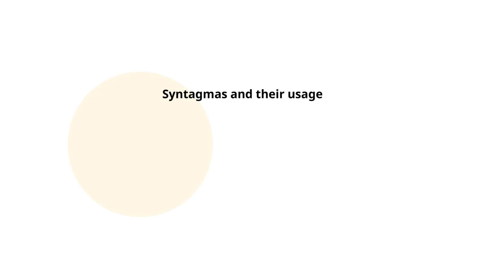 Syntagmas and their usage