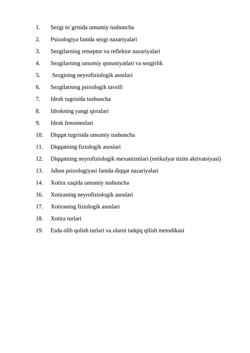 Xotira xaqida umumiy tushuncha