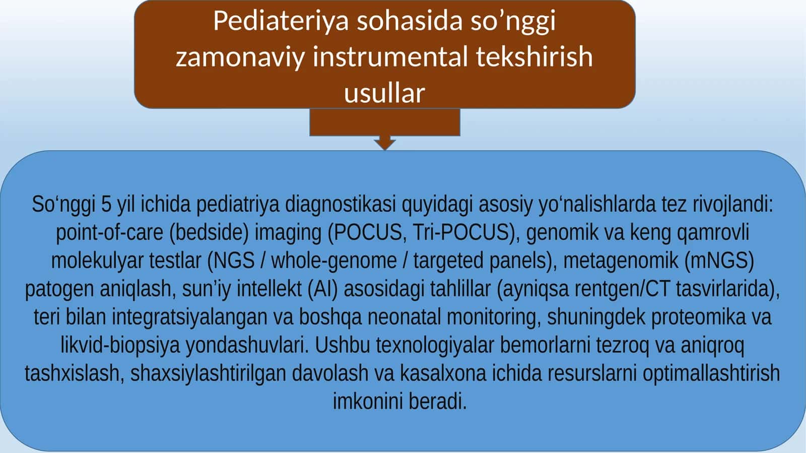 Pediateriya sohasida so‘nggi zamonaviy instrumental tekshirish usullari