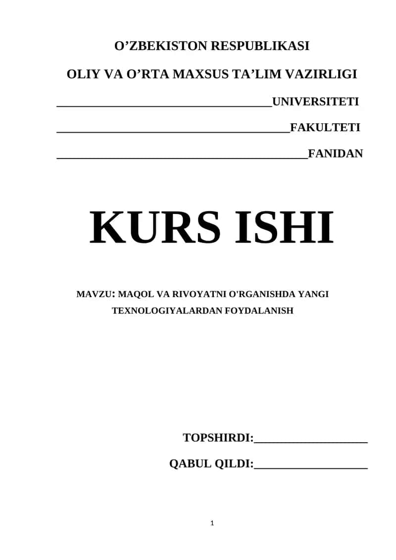 MAQOL VA RIVOYATNI O'RGANISHDA YANGI TEXNOLOGIYALARDAN FOYDALANISH