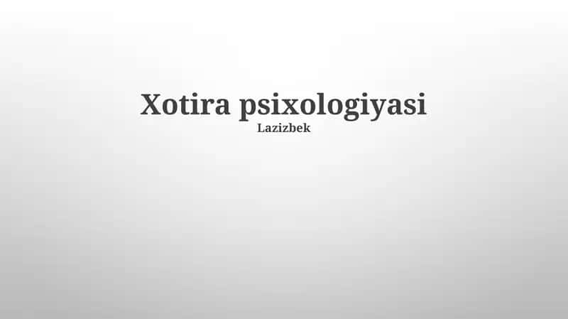 Xotira psixologiyasi