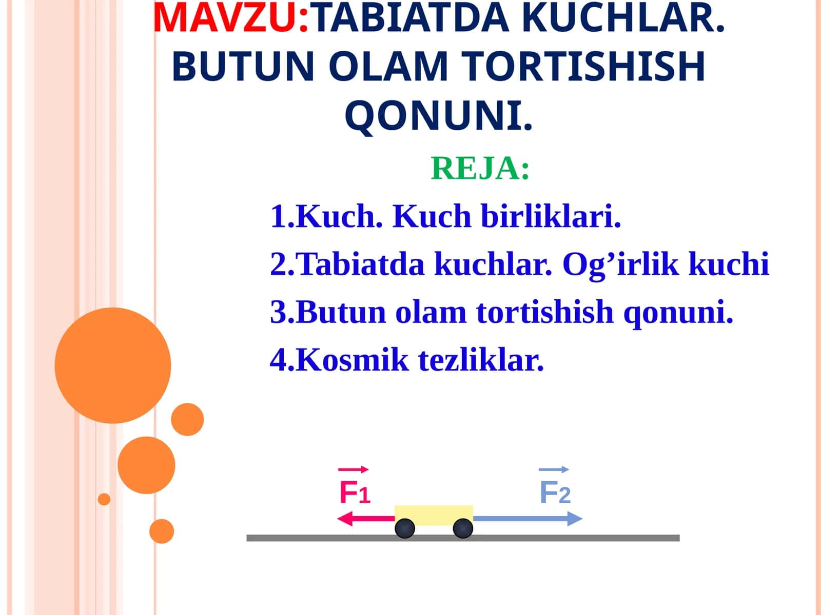 TABIATDA KUCHLAR. BUTUN OLAM TORTISHISH QONUNI