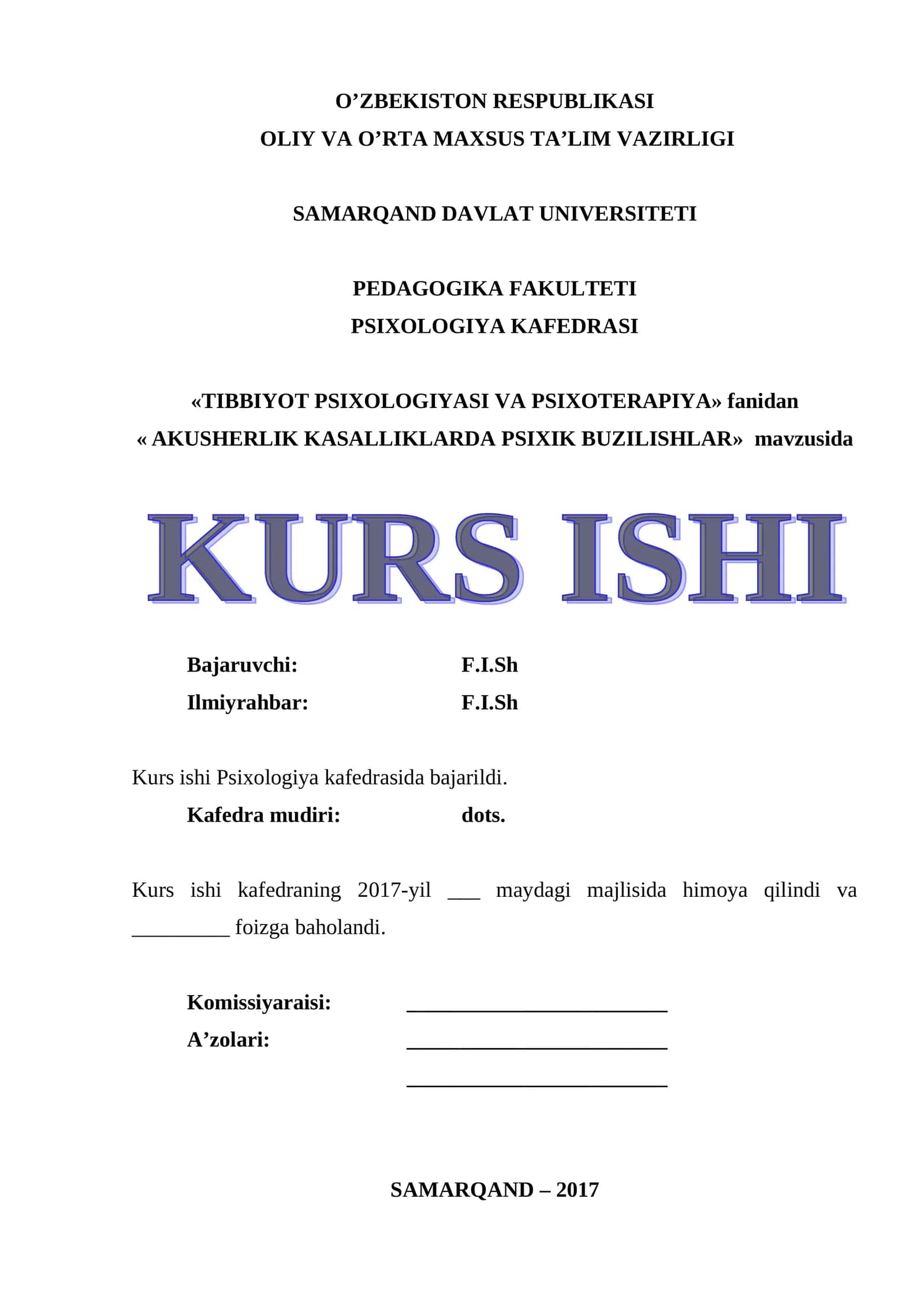 AKUSHERLIK KASALLIKLARDA PSIXIK BUZILISHLAR