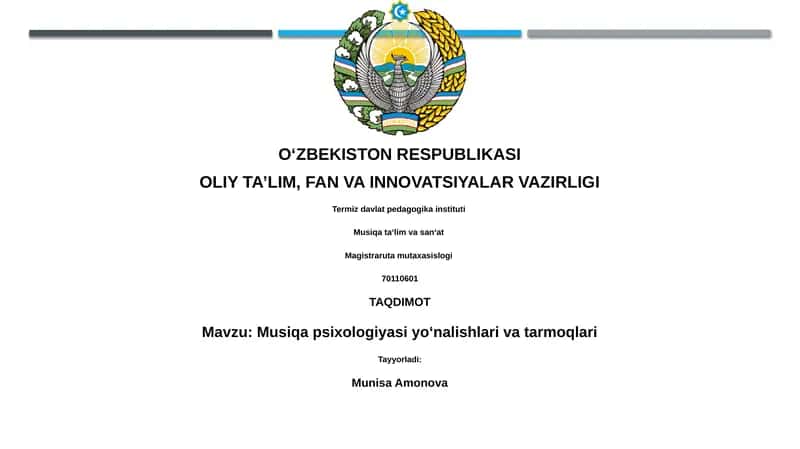 Musiqa psixologiyasi yo‘nalishlari va tarmoqlari