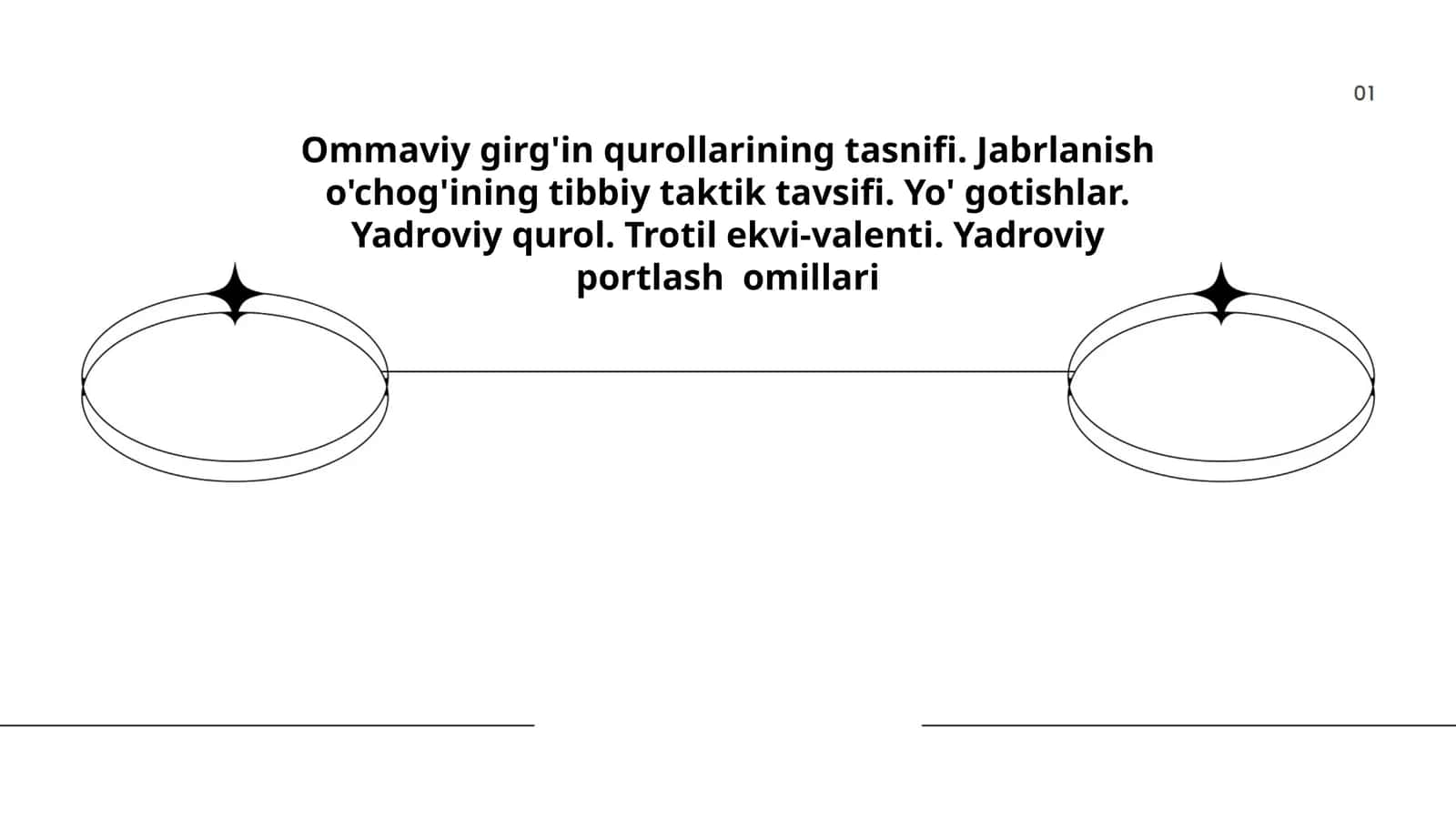 Ommaviy girg'in qurollarining tasnifi. Jabrlanish o'chog'ining tibbiy taktik tavsifi. Yo' gotishlar. Yadroviy qurol. Trotil ekvi-valenti. Yadroviy portlash omillari