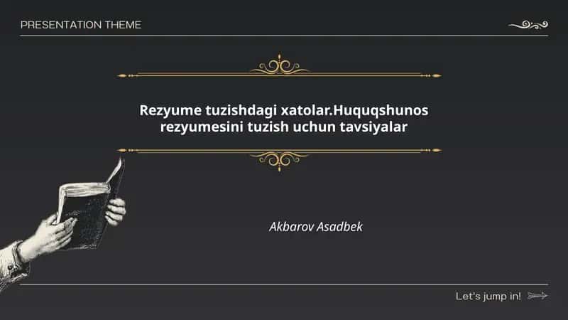 Rezyume tuzishdagi xatolar.Huquqshunos rezyumesini tuzish uchun tavsiyalar