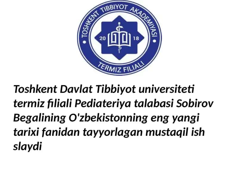 O'zbekistonning eng yangi tarixi 9-mustaqil ish