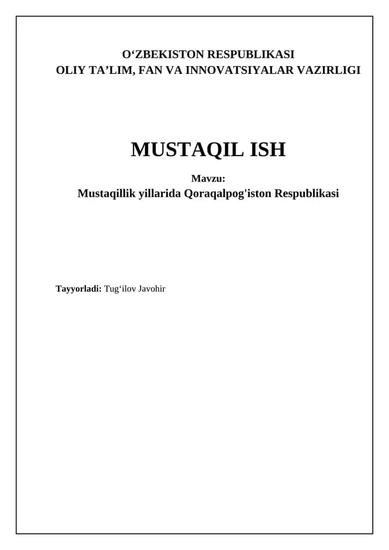 Mustaqillik yillarida Qoraqalpog'iston Respublikasi
