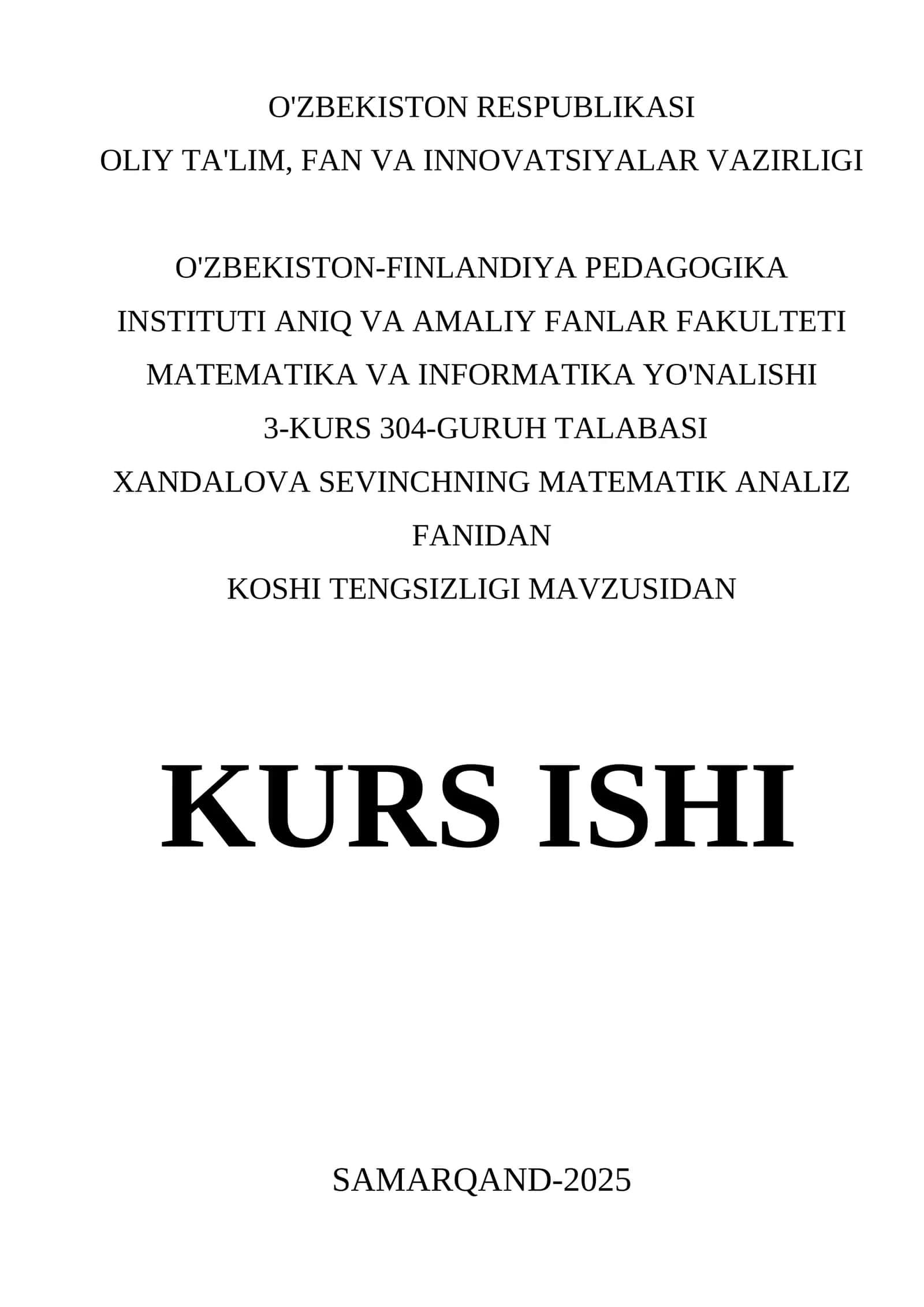 Koshi Tengsizligi va uning Tadbiqlari