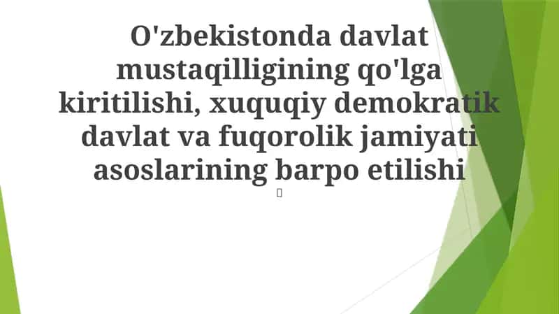 O'zbekistonning Mustaqillikka Yo'li