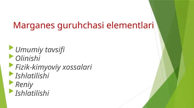 Marganes guruhchasi elementlari