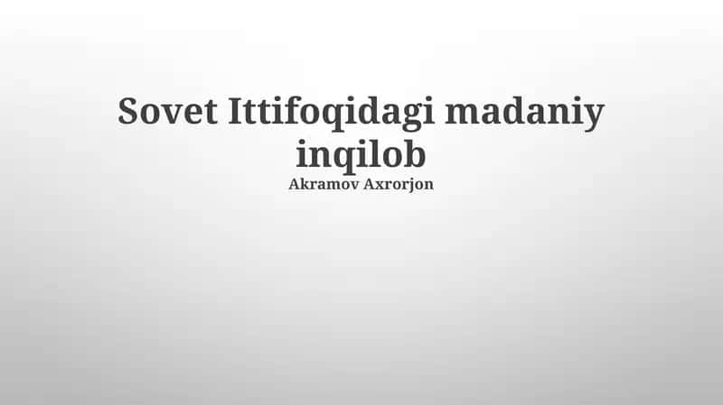 Sovet Ittifoqidagi madaniy inqilob
