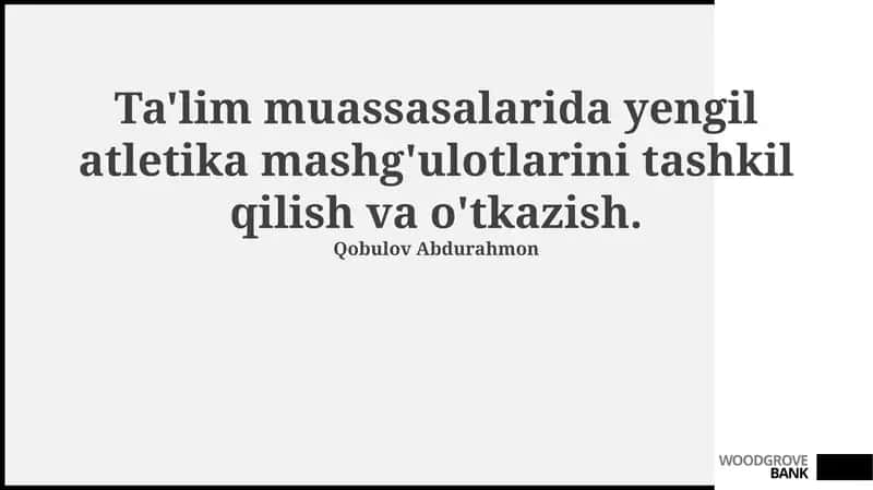 Ta'lim muassasalarida yengil atletika mashg'ulotlarini tashkil qilish va o'tkazish