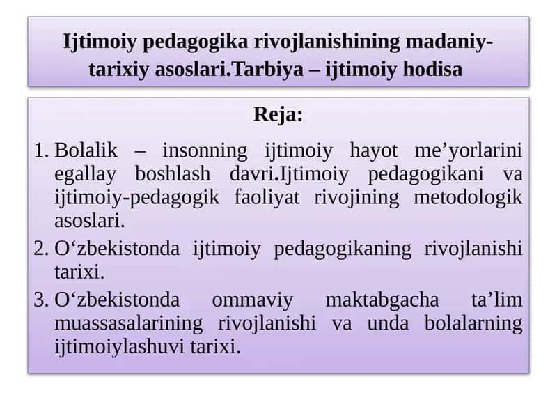 Ijtimoiy pedagogika rivojlanishi tarixi