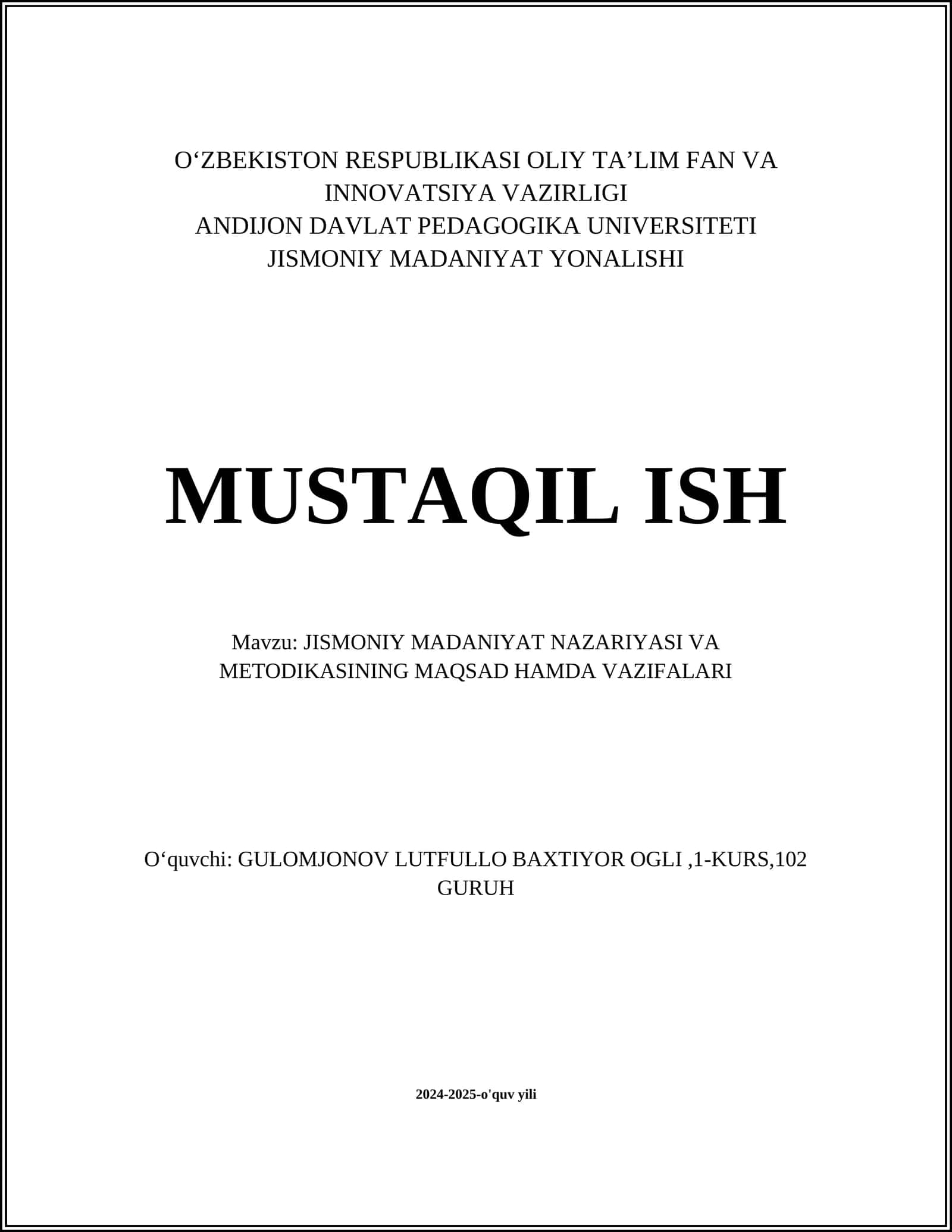 Jismoniy Madaniyat Nazariyasi