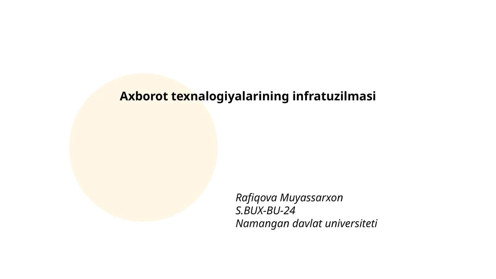 Axborot texnalogiyalarining infratuzilmasi