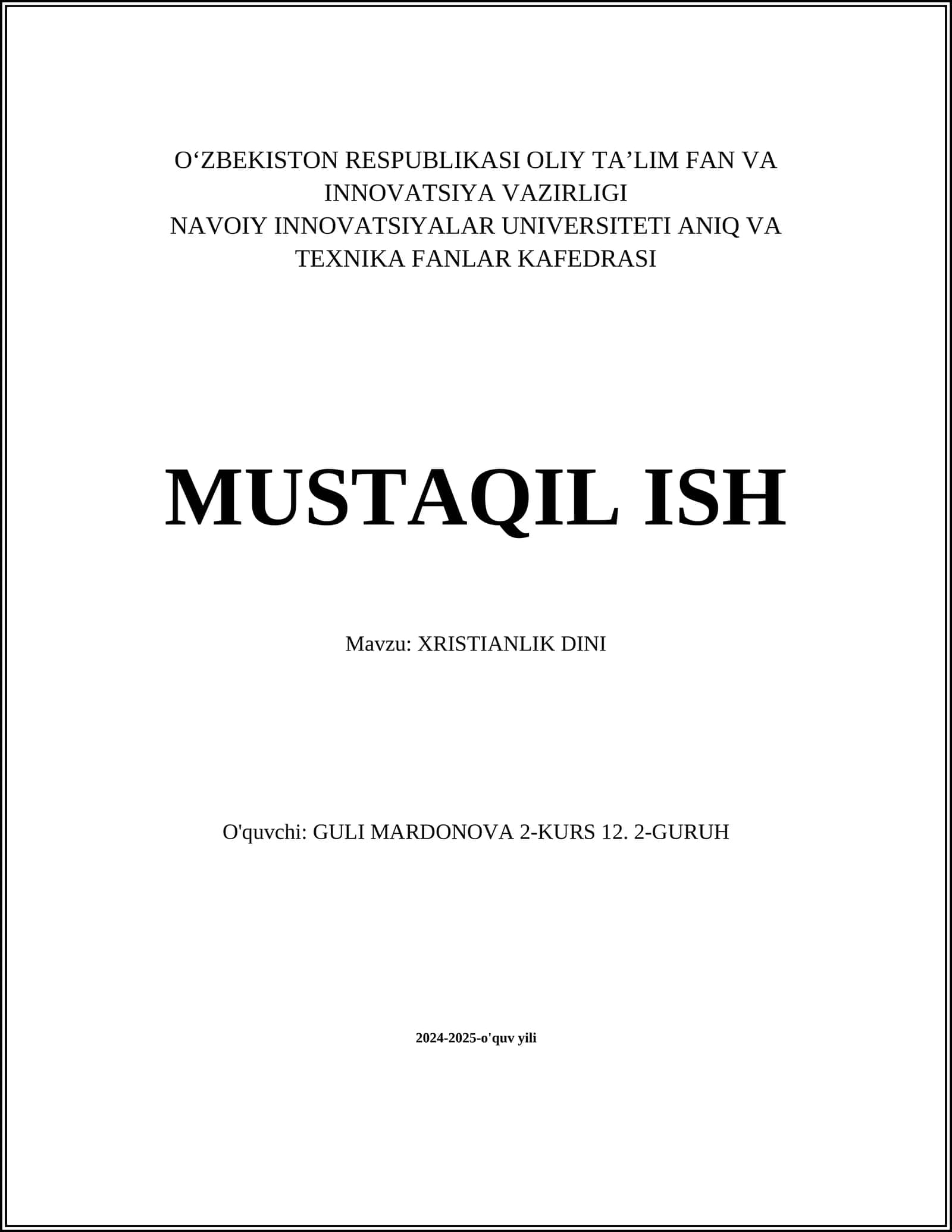 XRISTIANLIK DINI