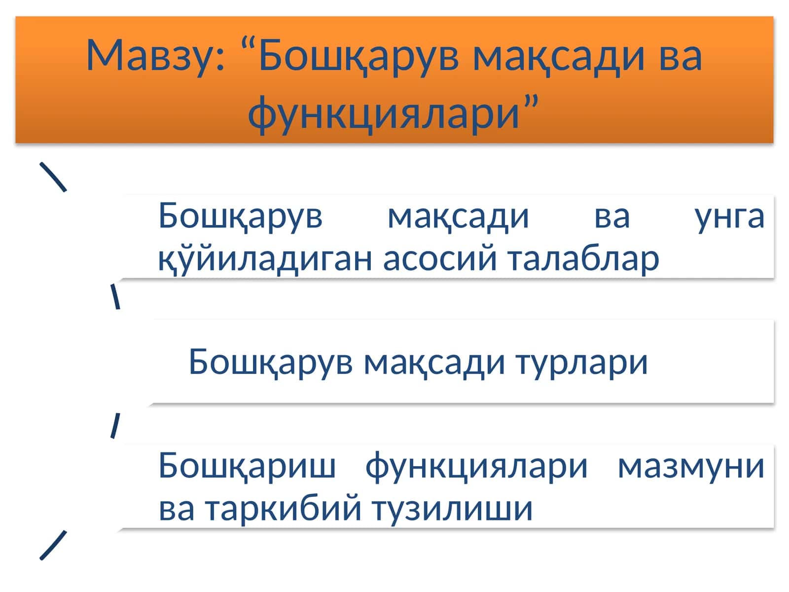 “Бошқарув мақсади ва функциялари”