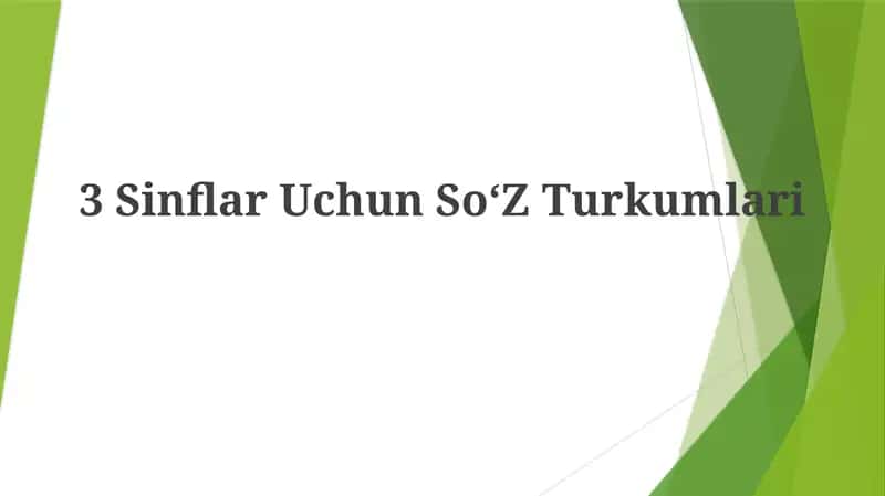 3 Sinflar UchunSo‘ZTurkumlari