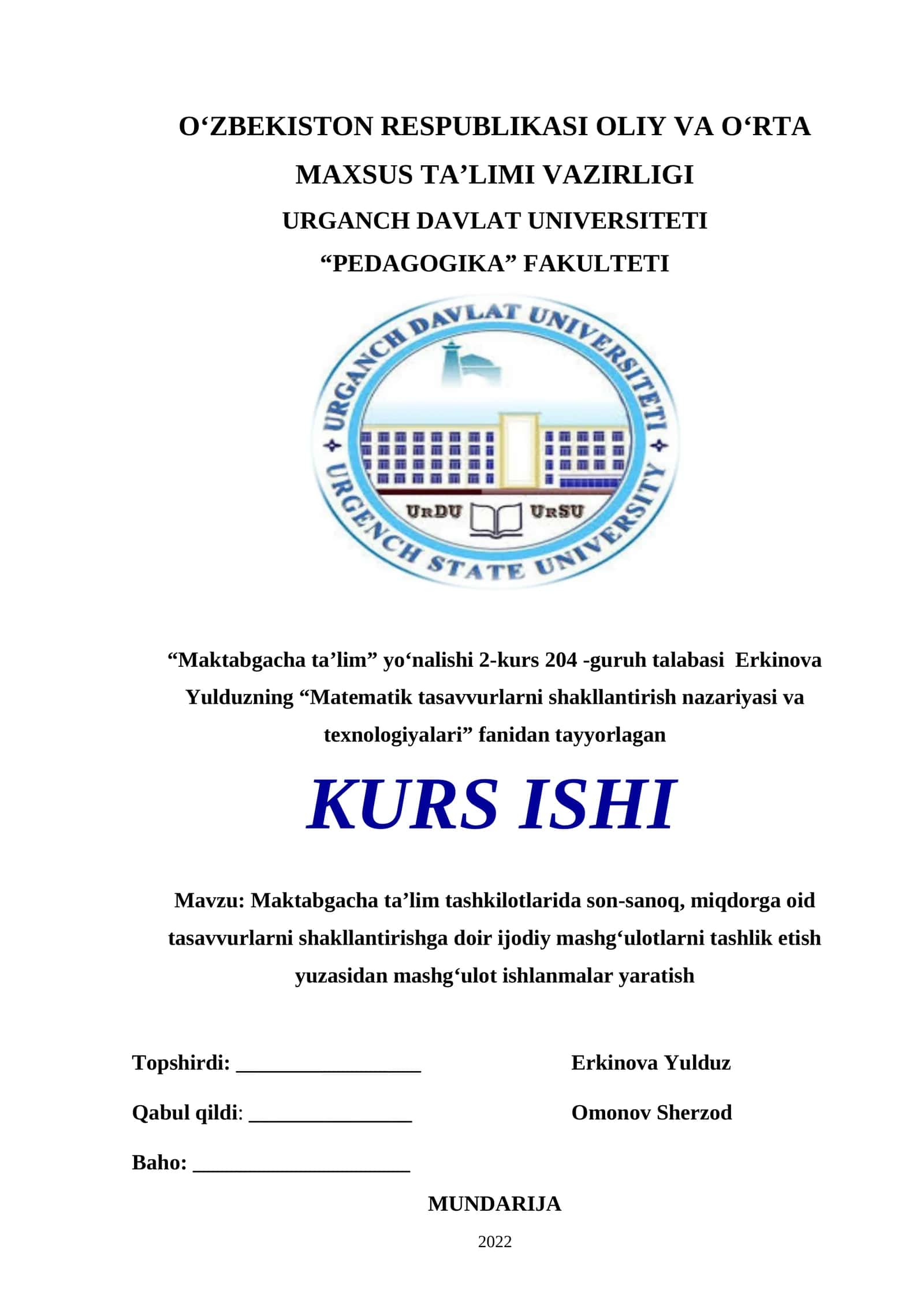 Matematik tasavvurlarni shakllantirish nazariyasi va texnologiyalari