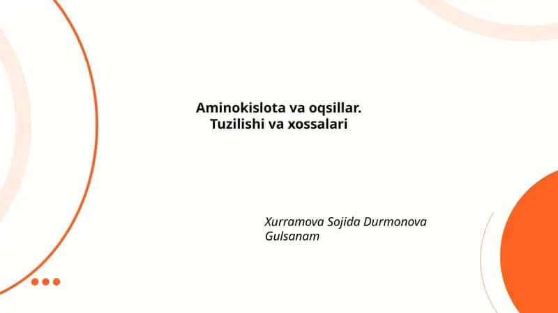 Aminokislota va oqsillar