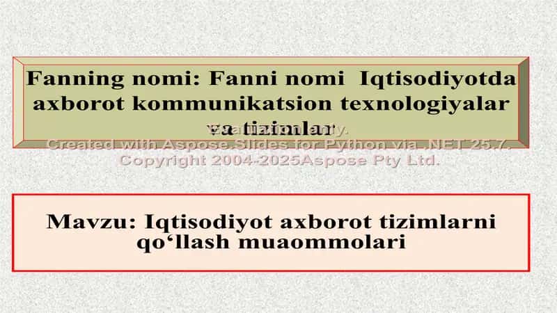 Iqtisodiyot axborot tizimlarni qoʻllash muaommolari