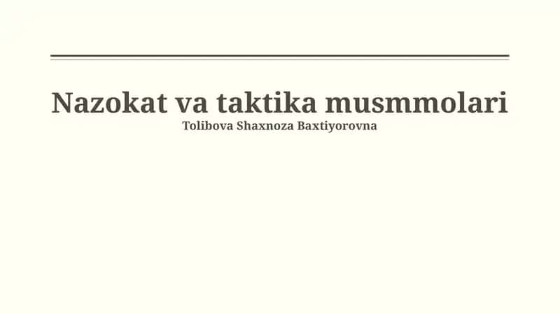 Nazokat va taktika musmmolari