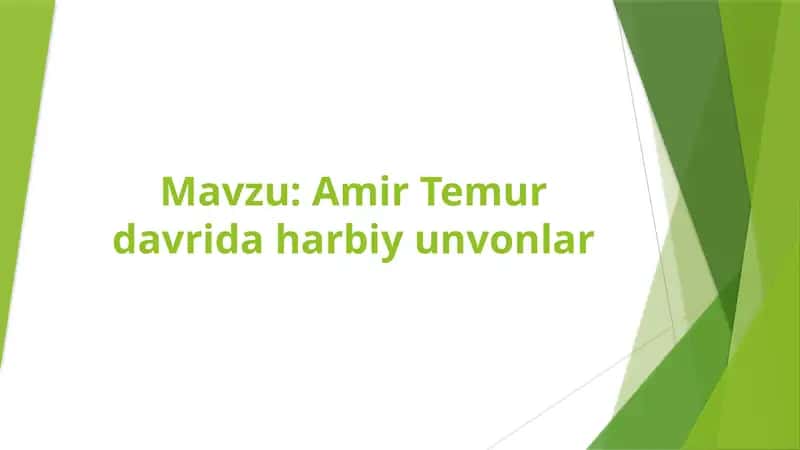 Amir Temur davrida harbiy unvonlar