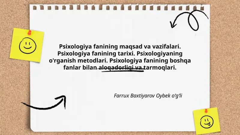 Psixologiya fanining maqsad va vazifalari