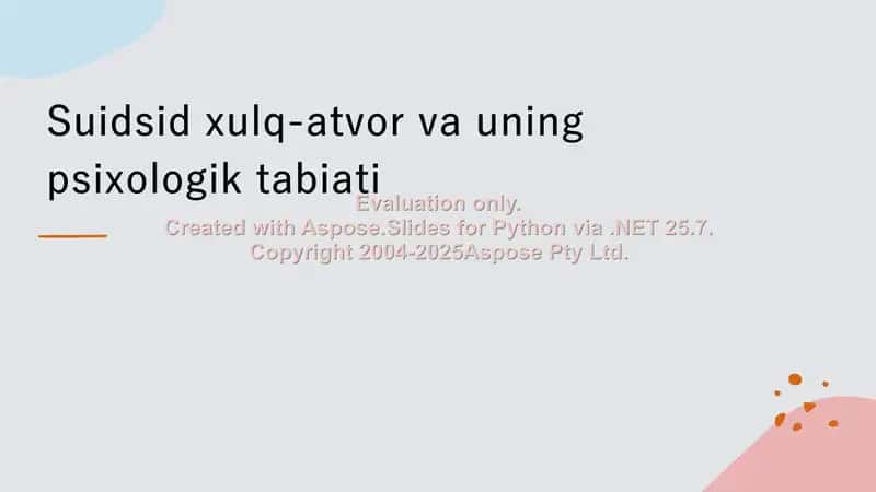 Suidsid xulq-atvor va uning psixologik tabiati