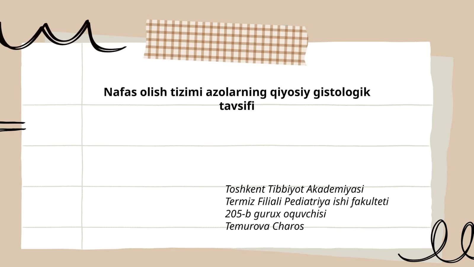 Nafas olish tizimi azolarning qiyosiy gistologik tavsifi