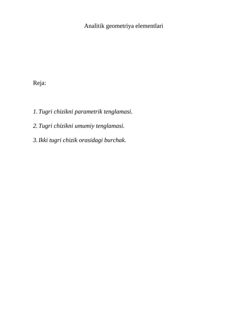 Analitik geometriya elementlari
