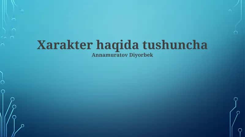 Xarakter: Ta'rif va mohiyat