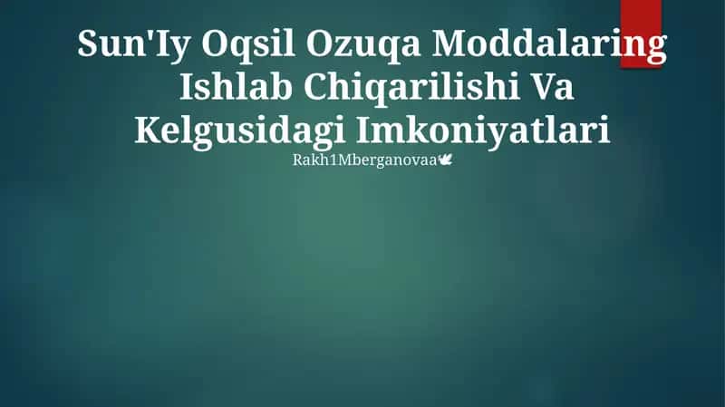 Sun'iy Oqsil Ozuqa Moddalari