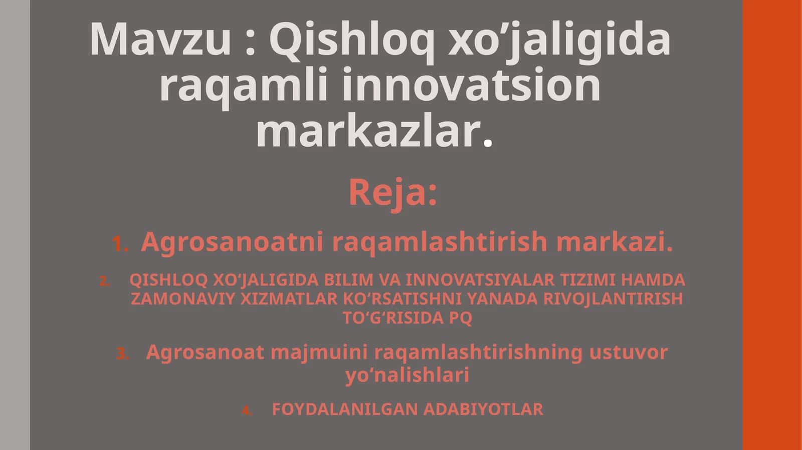 Qishloq xo’jaligida raqamli innovatsion markazlar