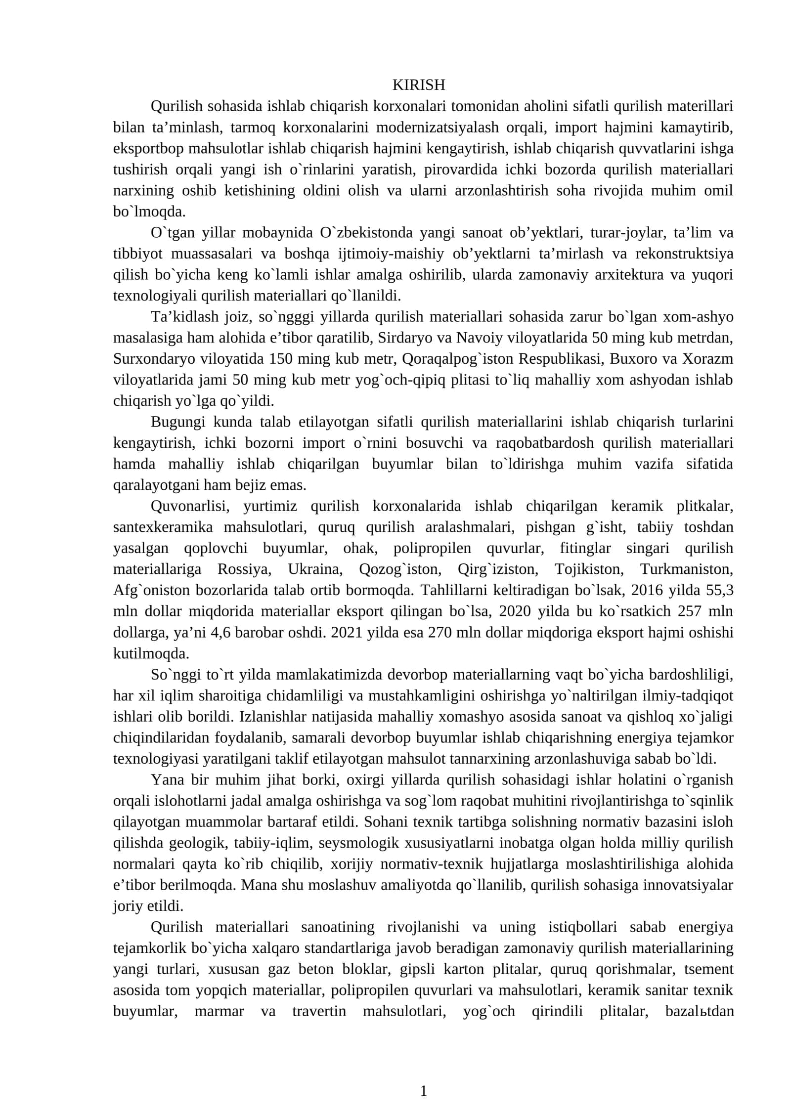 Qurilish Materiallari Yaratish