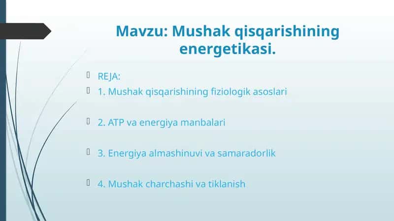 Mushak qisqarishining energetikasi