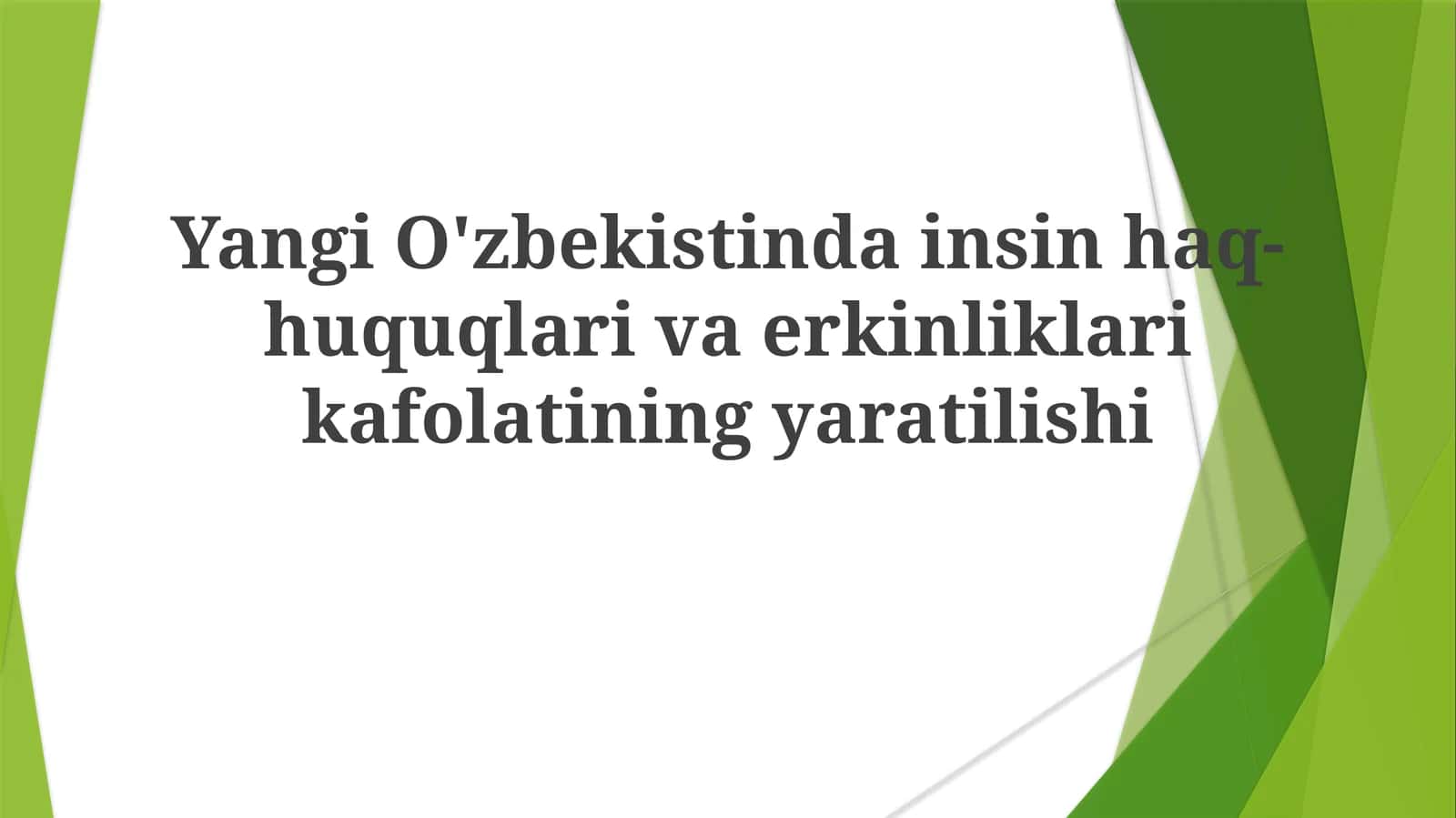 Yangi O'zbekistinda inson haq-huquqlari va erkinliklari kafolatining yaratilishi